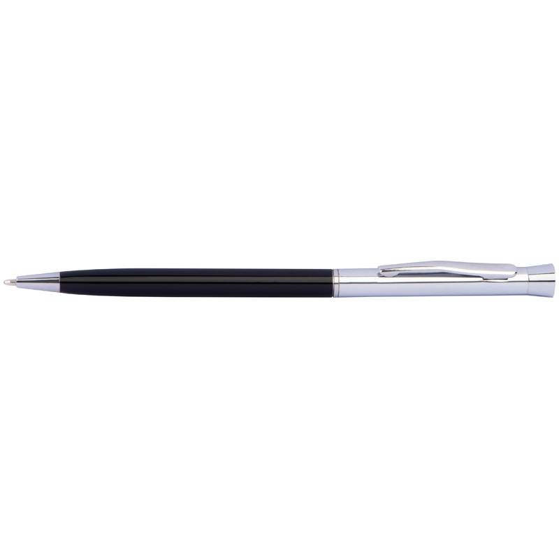 Tenké kovové guľôčkové pero s otočným mechanizmom, čierna